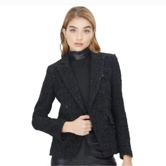NWT Generation Love Alexa Tweed Blazer in Fancy Black SZ Small